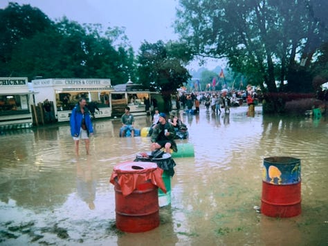 Three views of the Glastonbury festival in 2005
