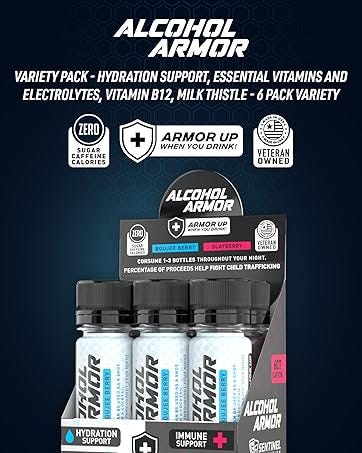 Amazon.com: Alcohol Armor Slay Berry Elixir - Hydration Support, Essential  Vitamins and Electrolytes, Vitamin B12, Milk Thistle - 6 Pack : Health &  Household