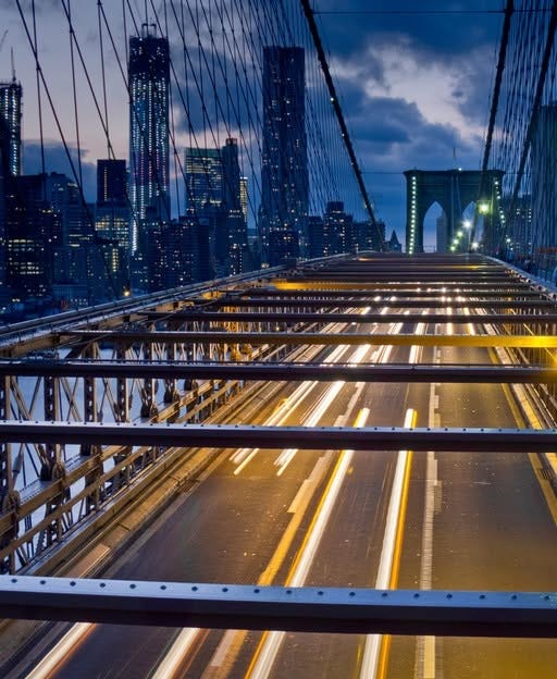 May be an image of the Brooklyn Bridge