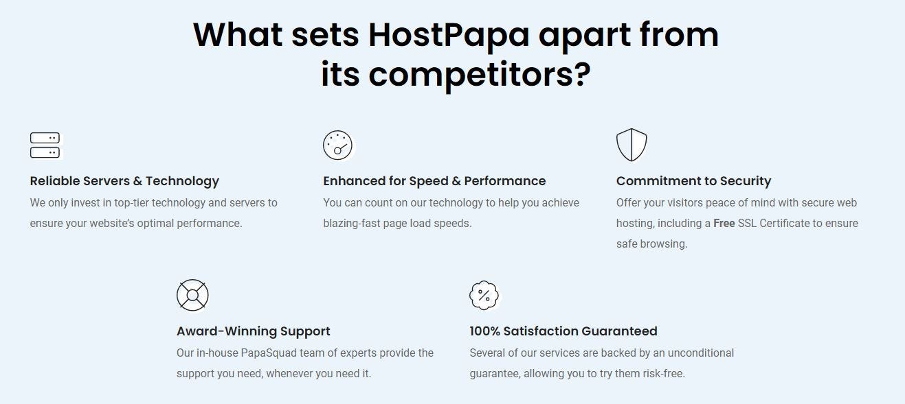 HostPapa hosting dashboard emphasizing renewable energy-powered services