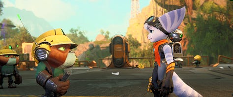 Multiple ultrawide screenshots from Ratchet & Clank: Rift Apart.