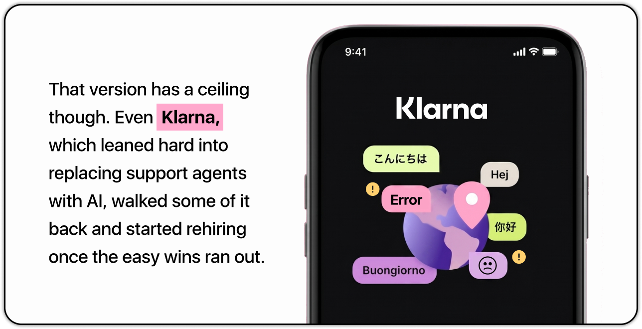 Klarna balanced AI automation with human agents Klarna balanced AI automation with human agents