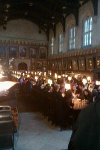 shot of the great hall at dinner