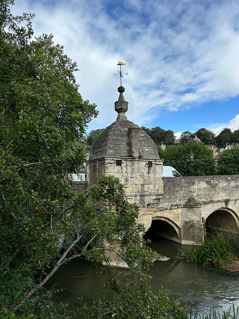 3 photos. 1 The Bridge Tea Rooms, housed in a formed Blacksmith's cottage from 1502. 2 The 18th century lock up on the town bridge. Built on the foundations of a medieval chapel Notice the Gudgeon fish on the weather vane. 3 The Shambles. Images: Roland's Travels