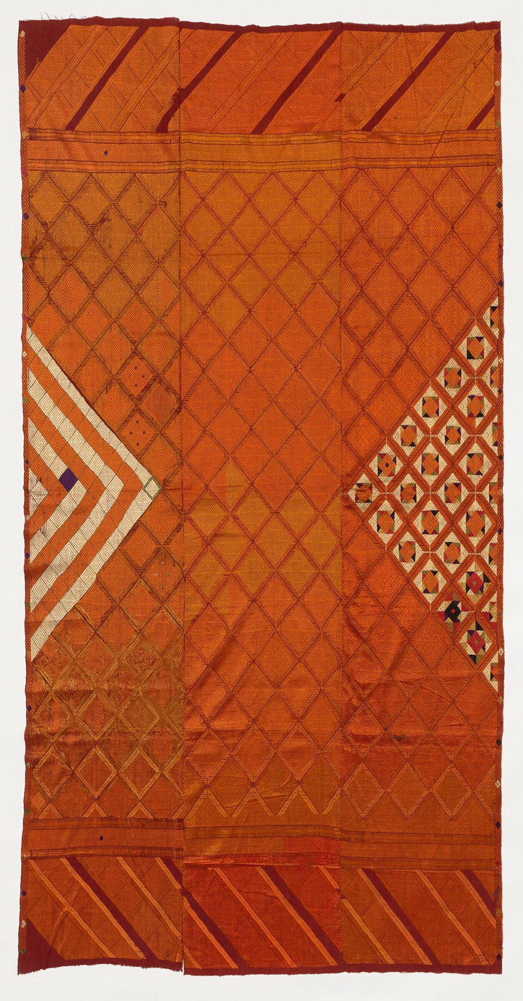 Phulkari Head Cover (Bagh), Punjab, Pakistan, 19th century, cotton embroidered with floss silk threads [Museum of Fine Arts, Houston, the Banoo and Jeevak Parpia Collection, gift of Banoo and Jeevak Parpia]