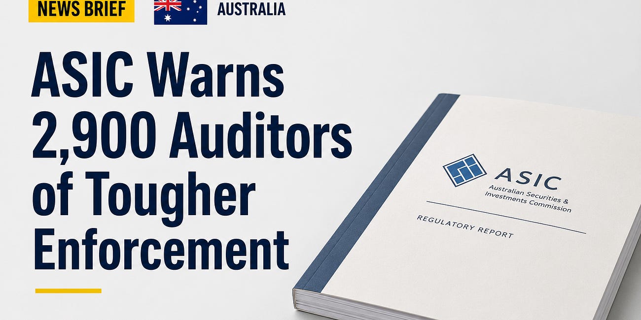 ASIC Warns 2,900 Auditors of Tougher Enforcement After KPMG Scandal