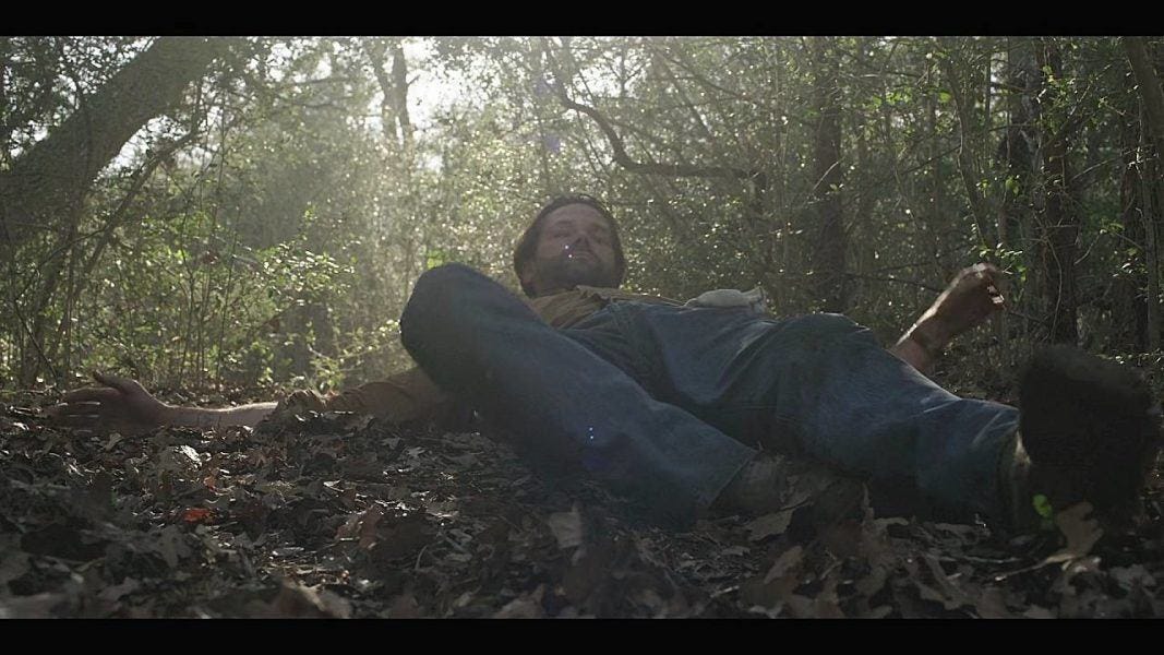 Jared Padalecki laying on ground in Meat Rack on Fire Island waiting for a hook. Jared Padalecki laying on ground in Meat Rack on Fire Island waiting for a hook.