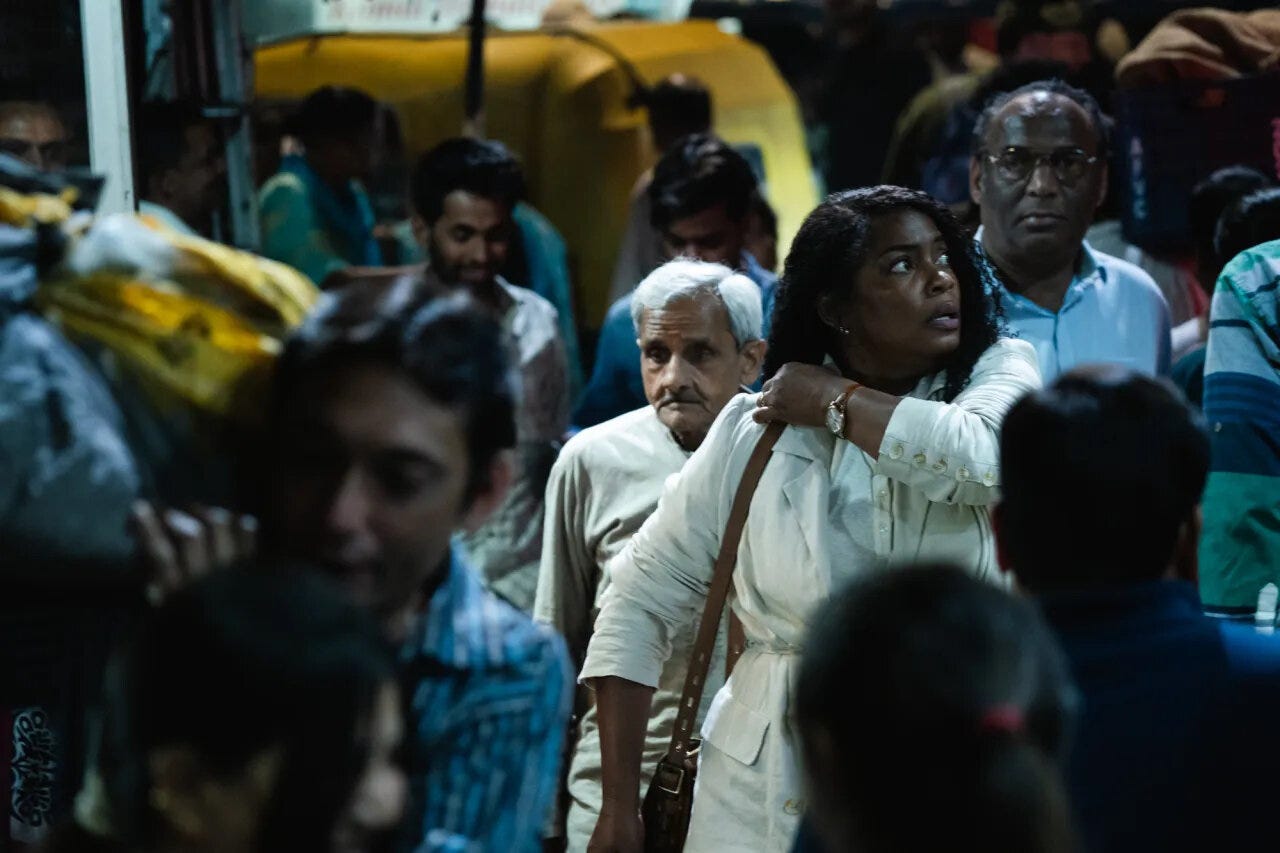 Four stills from the films reviewed in the column: Origin, Abigail, Challengers, Mad About the Boy