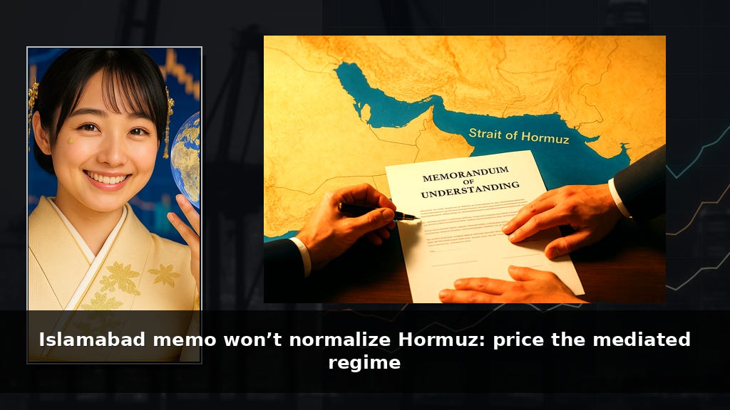 Islamabad memo won’t normalize Hormuz: price the mediated regime Islamabad memo won’t normalize Hormuz: price the mediated regime
