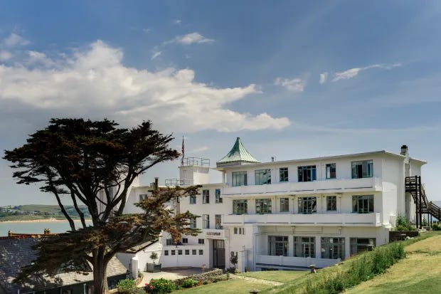 The Burgh Island Hotel is an Art Deco masterpiece separated from the mainland by a sandy spit