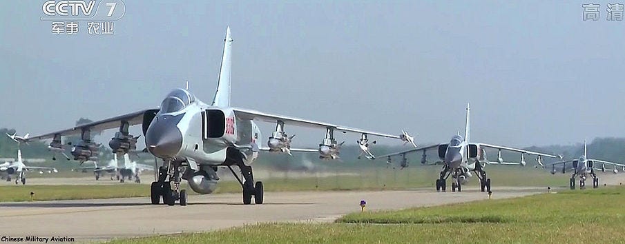 A JH-7A strike aircraft (left) carrying four YJ-91 anti-radiation missiles A JH-7A strike aircraft (left) carrying four YJ-91 anti-radiation missiles