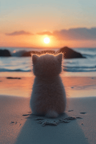 reference kitty sunset at the beach