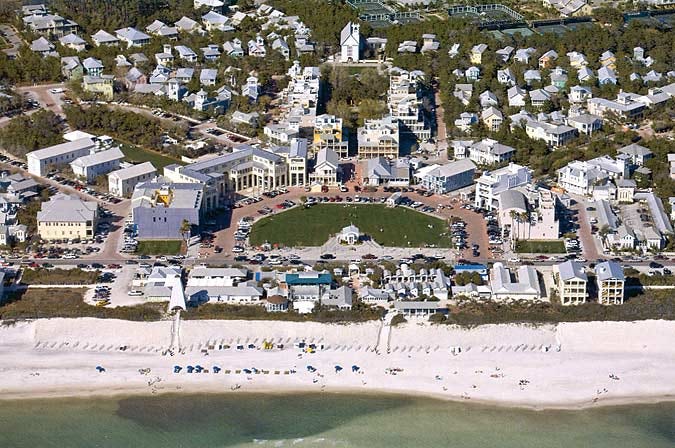 Birds Eye View of Seaside from the Gulf of Mexico