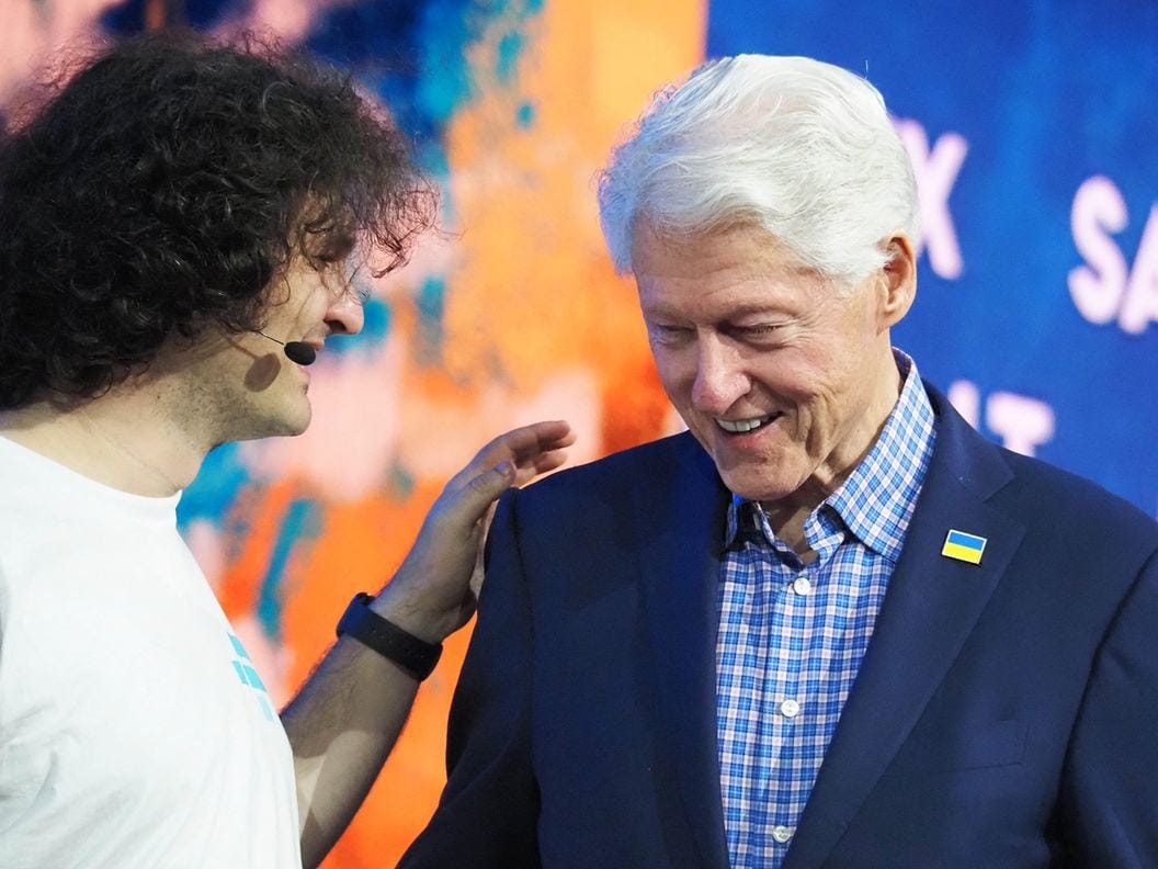 Sam Bankman-Fried and Bill Clinton at Crypto Bahamas conference in Nassau in April 2022 (Danny Nelson/CoinDesk) Sam Bankman-Fried and Bill Clinton at Crypto Bahamas conference in Nassau in April 2022 (Danny Nelson/CoinDesk)