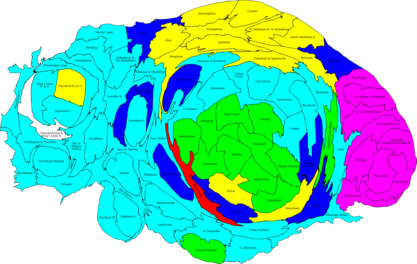 Norfolk CC, 2026 (Cartogram)