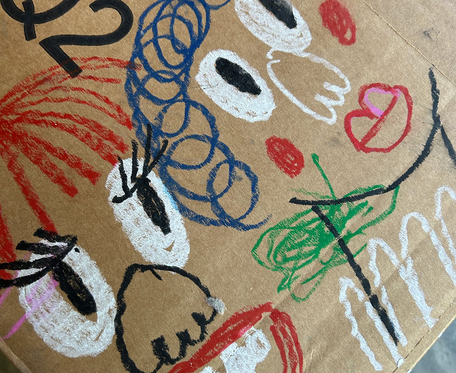 Doodles on a cardboard box