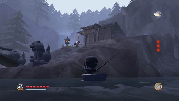 A video game screen with a fishing pole and a house

AI-generated content may be incorrect.