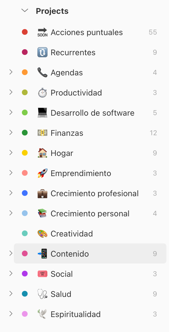 Mis proyectos, organizados por áreas de enfoque o responsabilidad.