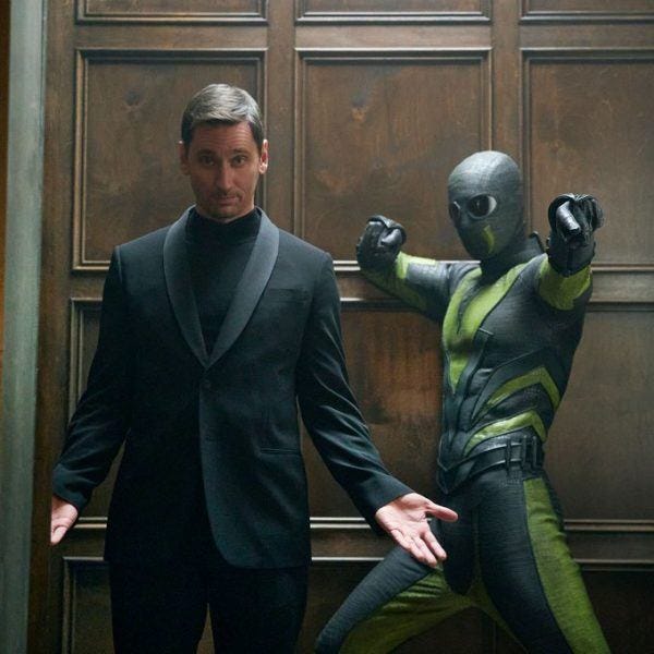 The Boys Hughie dressed as WEb Weaver for cake farts The Boys Hughie dressed as WEb Weaver for cake farts