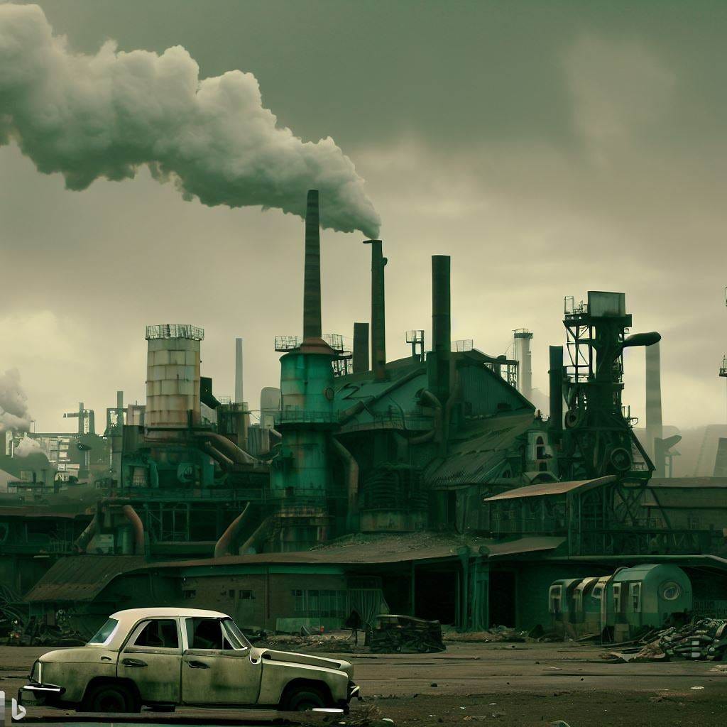 Like Distopic scene. Germany deindustrializes. 