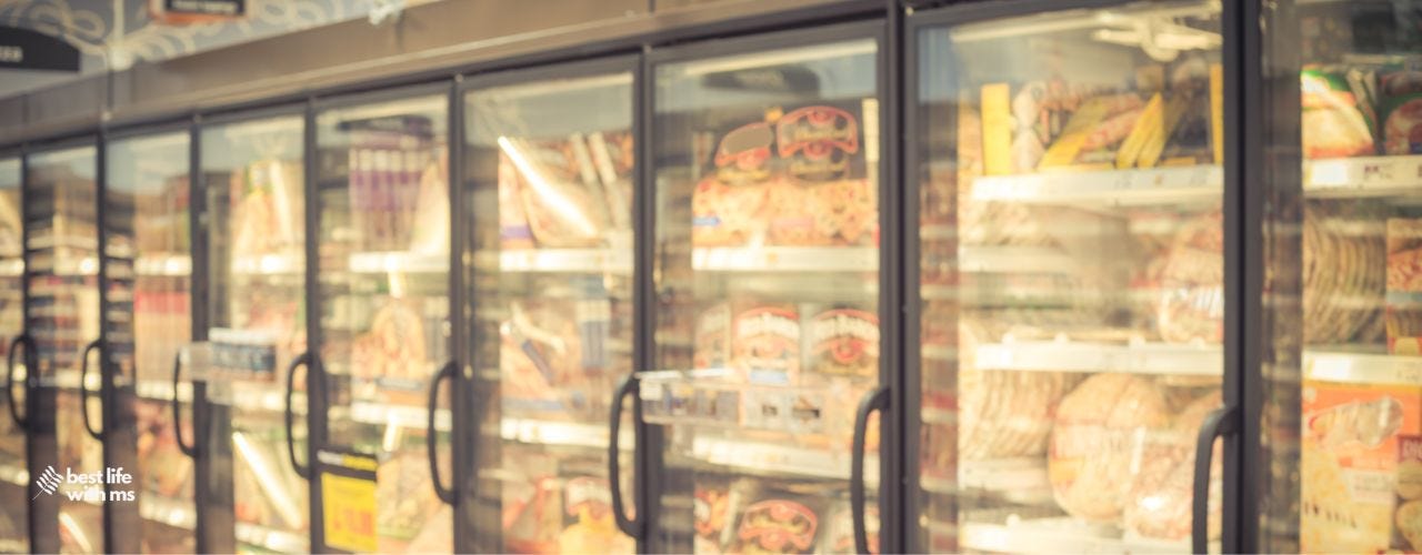 Supermarket freezers full of fake food without fibre Supermarket freezers full of fake food without fibre