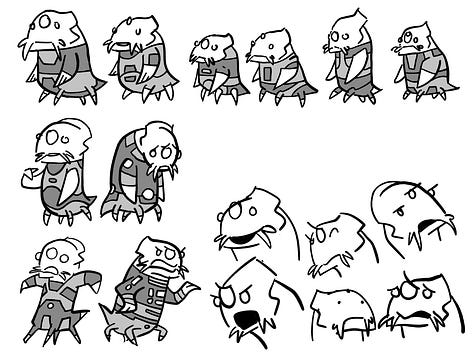 A gallery of my figure drawing sketches, science-fiction architechture designs, and an alien species.