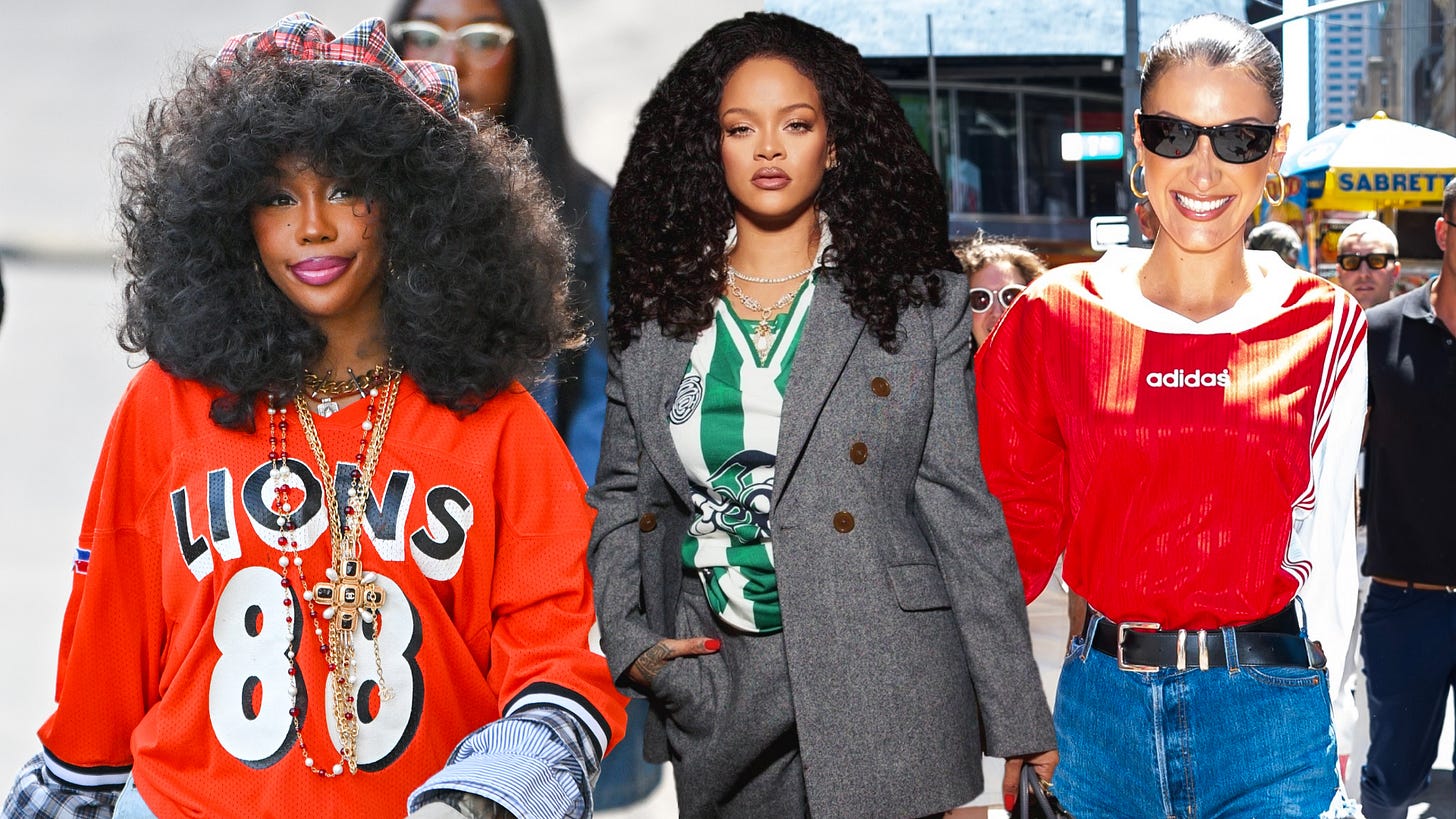 The Sports Jersey Trend Throws a Curveball at Celebrity Style | Marie Claire The Sports Jersey Trend Throws a Curveball at Celebrity Style | Marie Claire