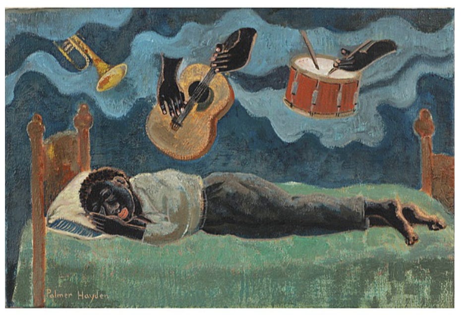 Palmer Hayden, (African American, 1890-1973), Dreamer, Oil on canvas, 12" x 18"