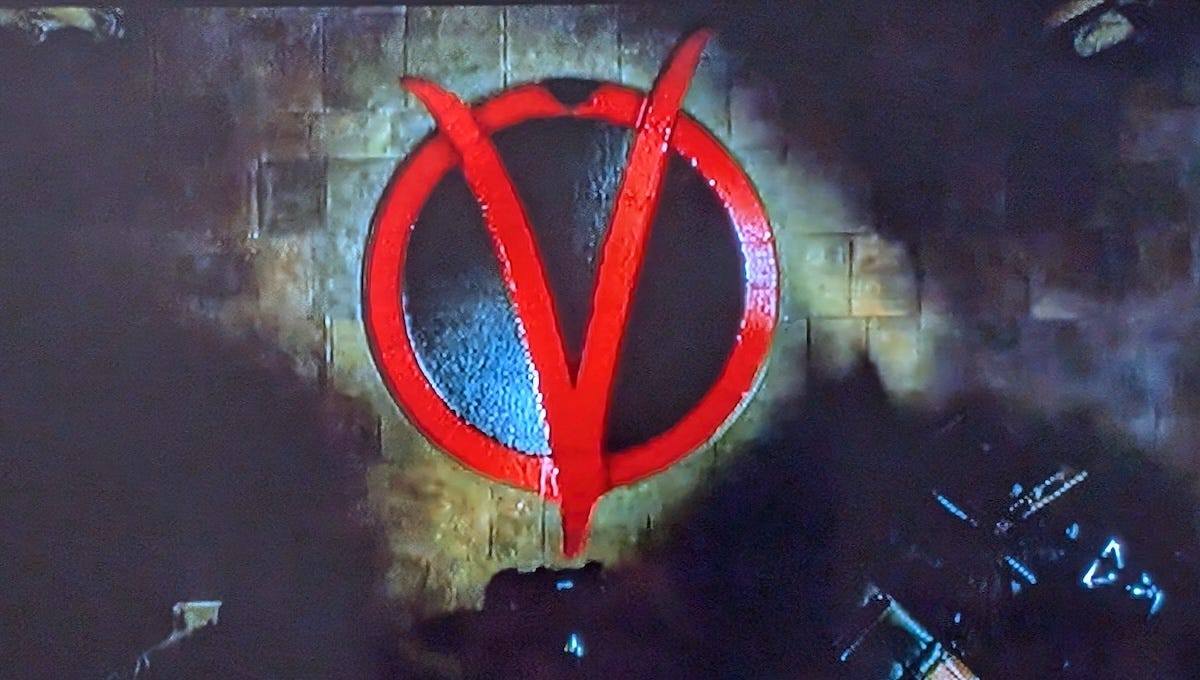 photo I took of my TV screen while watching V for Vendetta