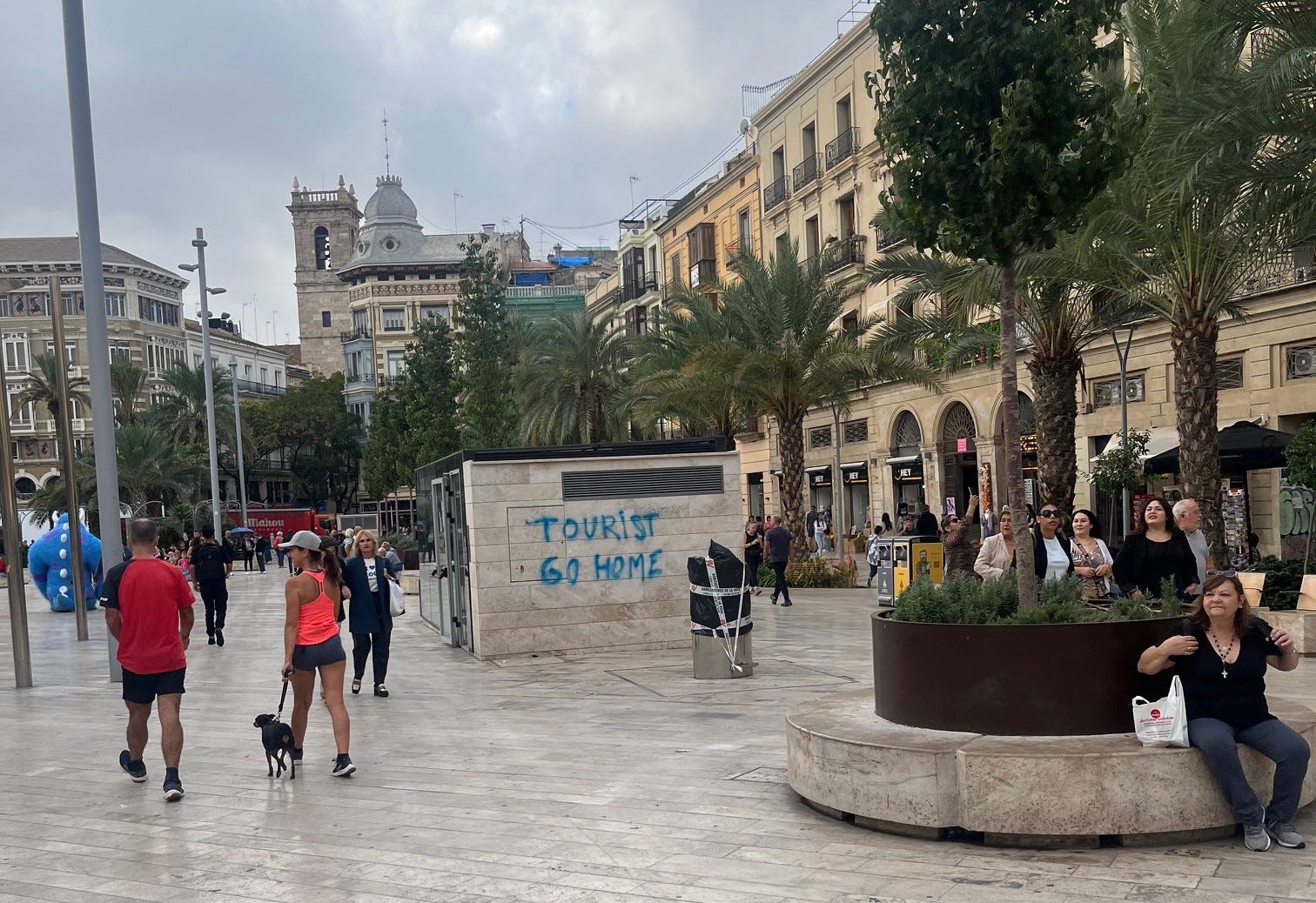 "Tourist Go Home" graffiti in Valencia Spain "Tourist Go Home" graffiti in Valencia Spain