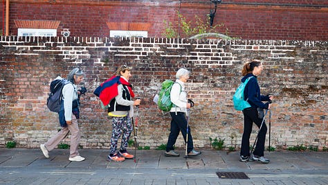 Various images of the pilgrims preparing for their walk