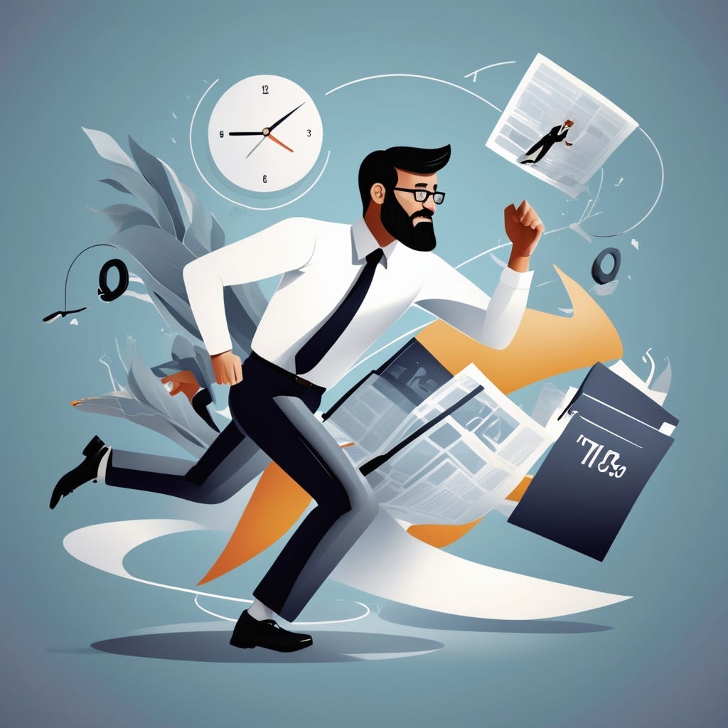 Give me a picture for a newsletter titled: Chasing Goals or Chasing Stress?. It is about how you should be careful with how hard you push yourself. 