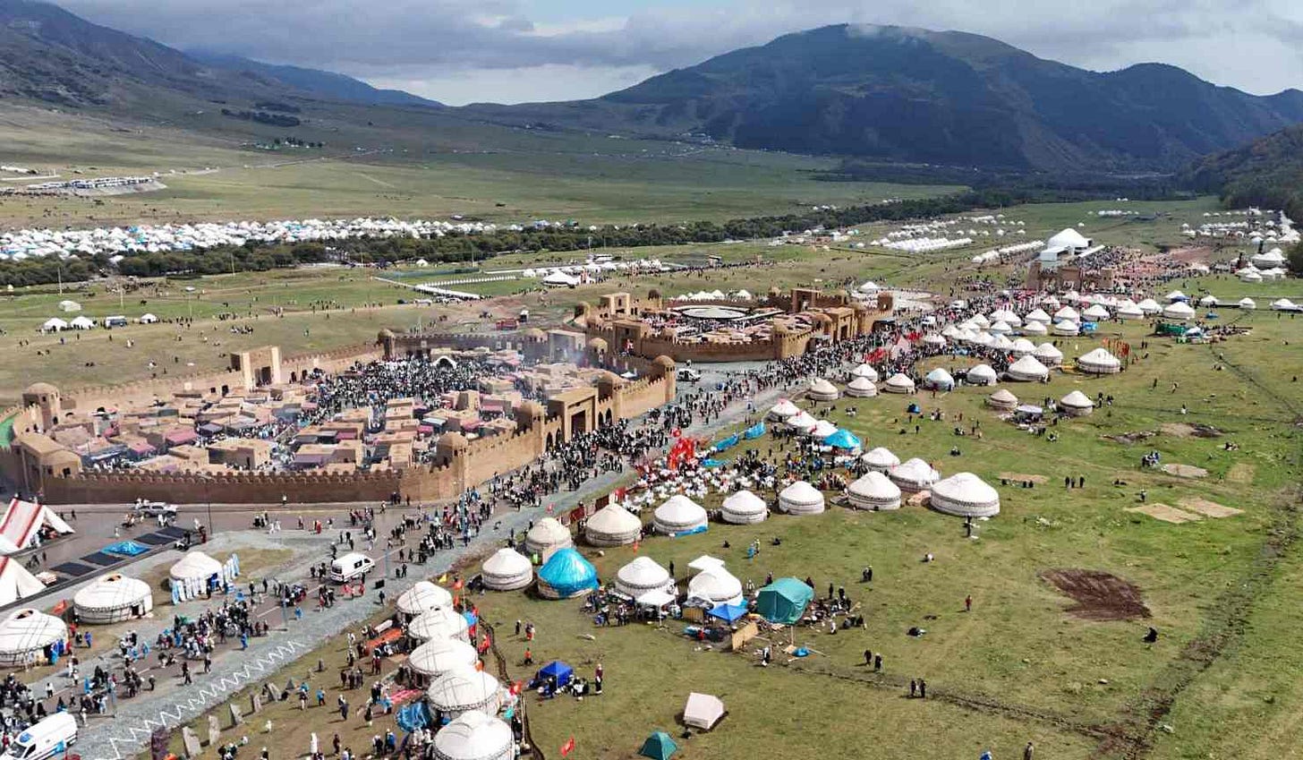 An aerial view of the venue for the VI World Nomad Games in the Kyrchyn Gorge, Issyk-Kul Region, Kyrgyzstan, September 2, 2026. An aerial view of the venue for the VI World Nomad Games in the Kyrchyn Gorge, Issyk-Kul Region, Kyrgyzstan, September 2, 2026.