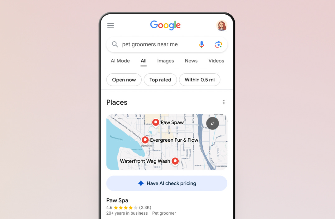 Screenshots showing Google’s AI calling feature.