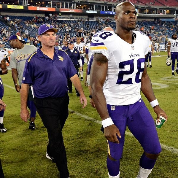 minnesota vikings mike zimmer not letting adrian peterson go nfl 2015 minnesota vikings mike zimmer not letting adrian peterson go nfl 2015