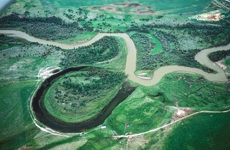Blackfoot River Valley with Ox-bow lak | Stock Image - Science Source Images Blackfoot River Valley with Ox-bow lak | Stock Image - Science Source Images