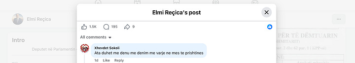 Komentete mbështetëse për Elmi Reçicën
