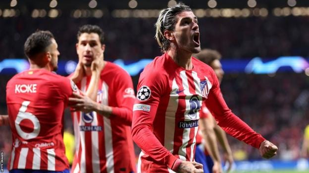 Atletico Madrid 2-1 Borussia Dortmund: Hosts edge first leg of Champions League quarter-final tie - BBC Sport Atletico Madrid 2-1 Borussia Dortmund: Hosts edge first leg of Champions League quarter-final tie - BBC Sport