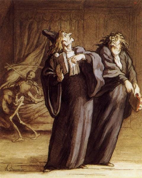 The Two Doctors and Death - Honore Daumier