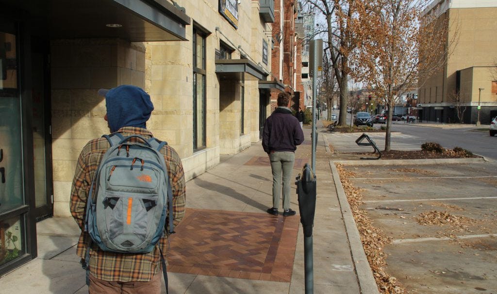 two people walking