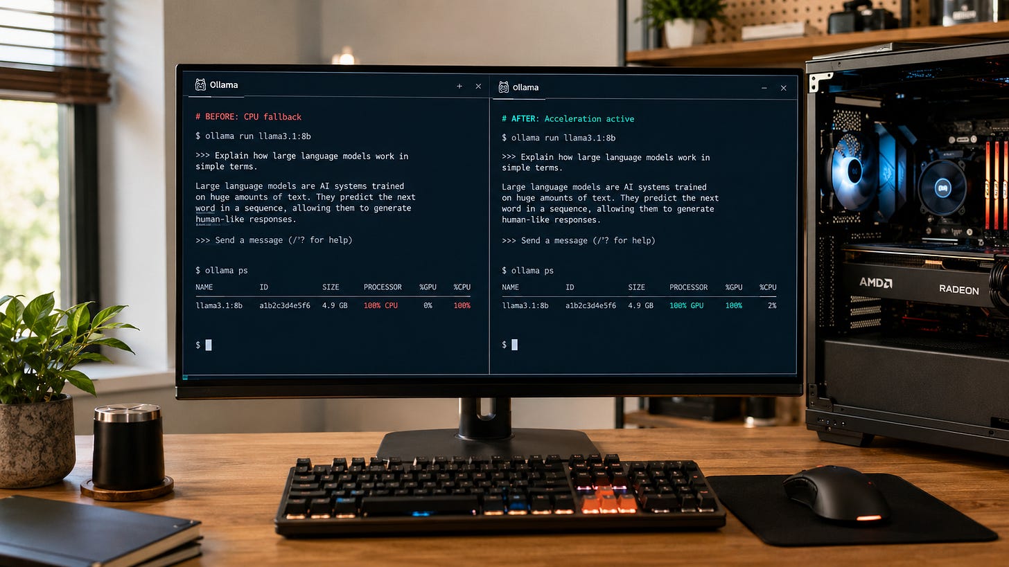 Ollama AMD GPU runs on CPU? Check ROCm 7 before replacing it