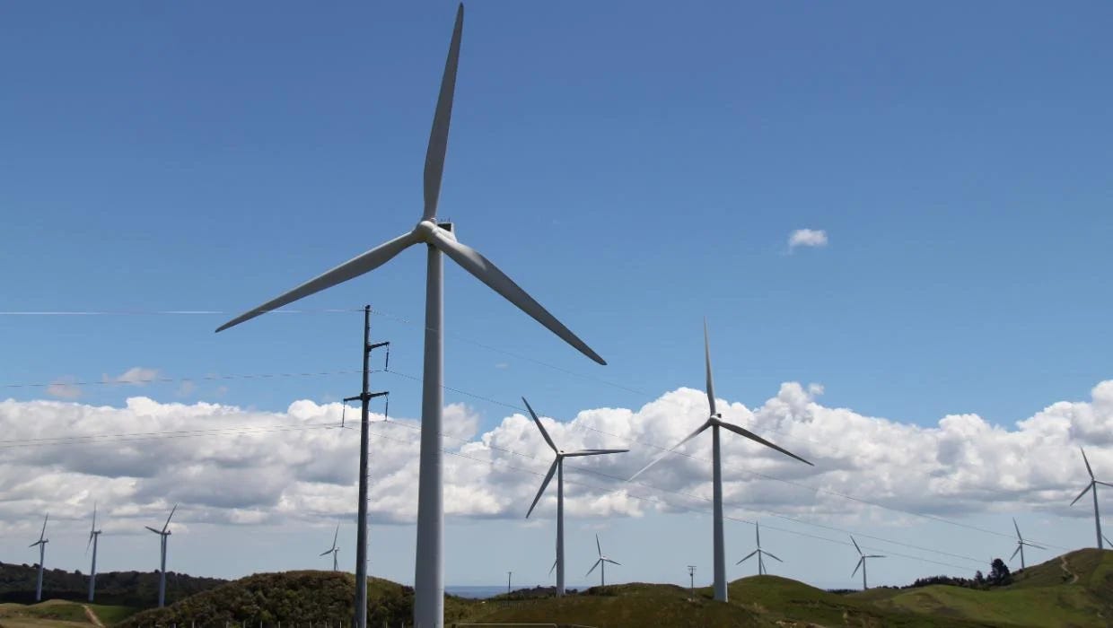 Te Āpiti Wind Farm, a renewable energy facility owned by Meridian Energy near Palmerston North.