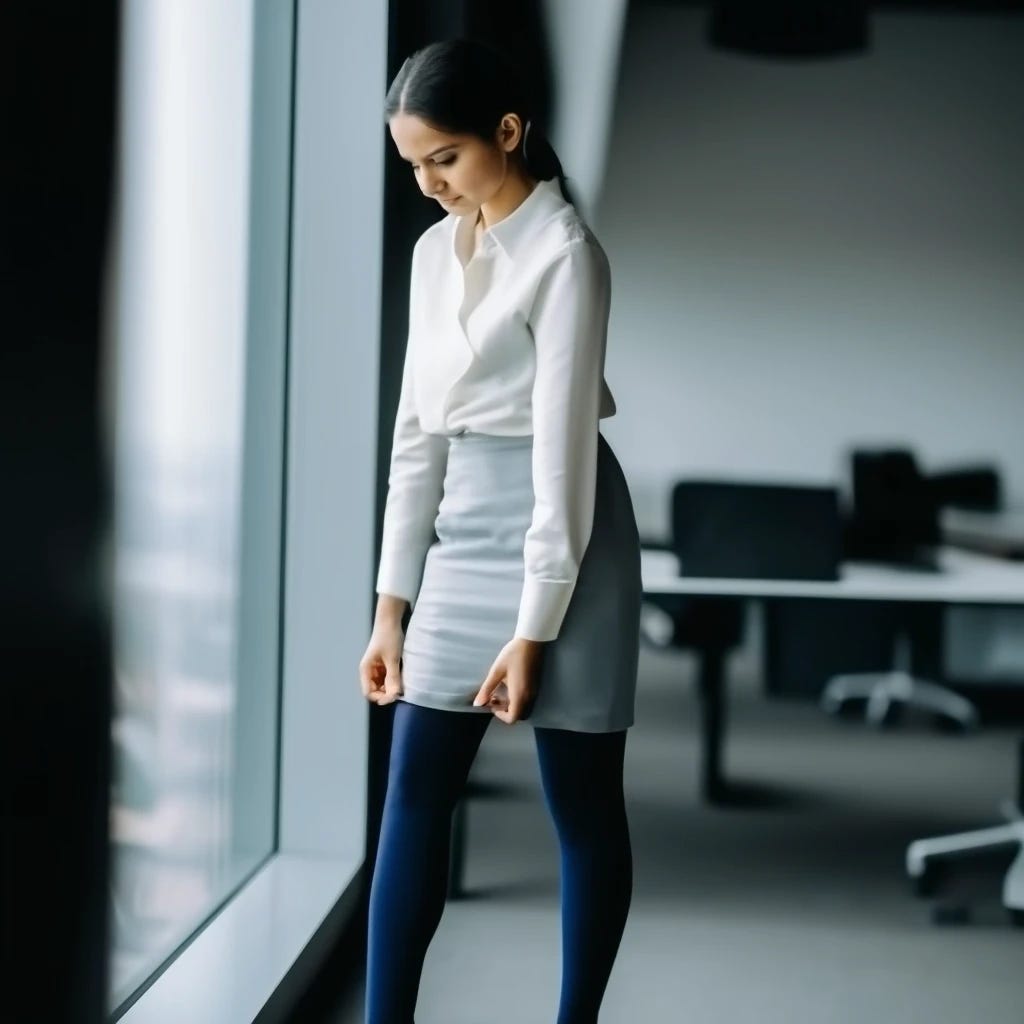 Woman adjusting her underwear at office