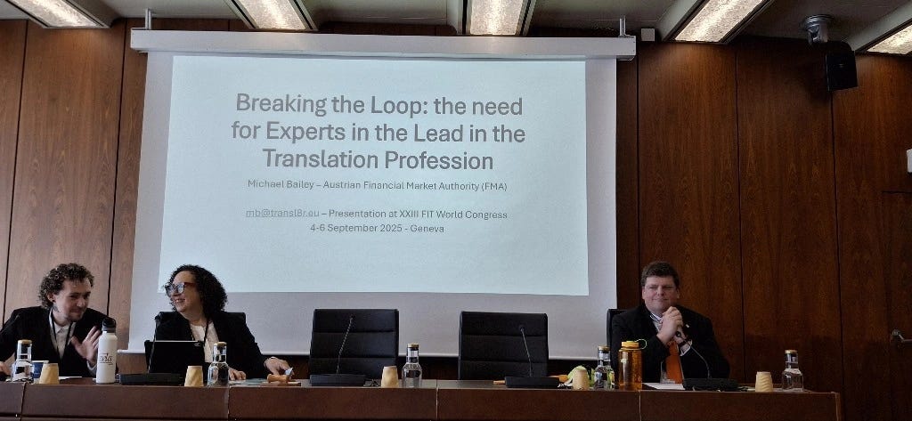 Michael Bailey preparing to speak at FIT XXIII in Geneva, September 2025.