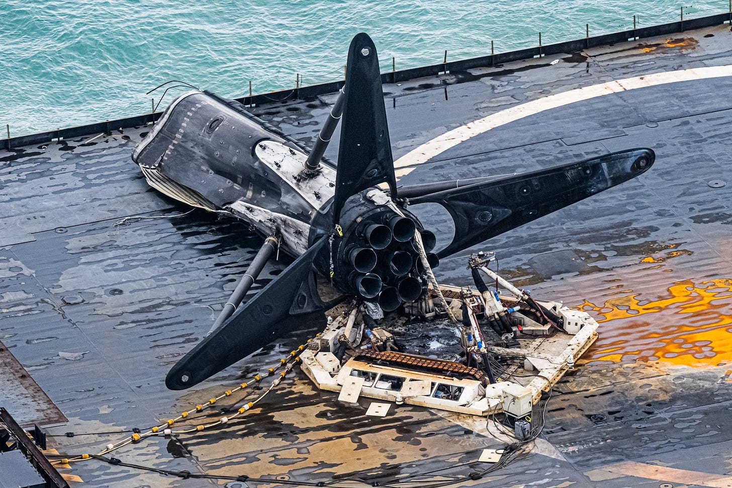 SpaceX Falcon 9 booster tipped over in rough seas while being transported  back to shore : r/ThatLookedExpensive