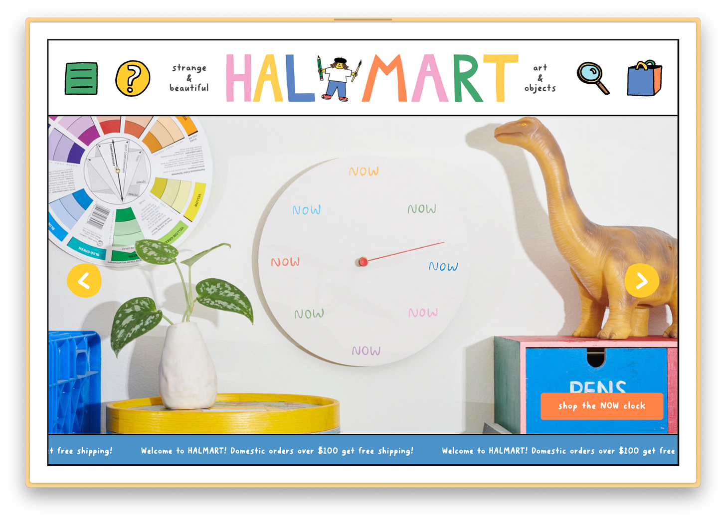 A screenshot of the colorful and quirky Halmart website
