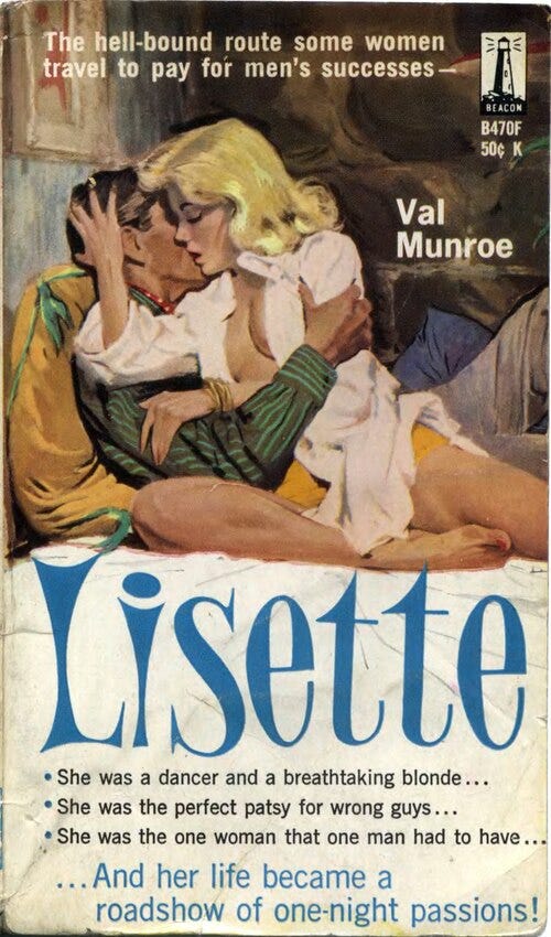 Photo: Val Munroe (aka Frank Castle) / Wikimedia Commons (Public domain) Reprint of Carnival of Passion (1952) under new cover and title. SHE WAS THE KIND OF BLONDE WHO COULD TURN A TENT SHOW INTO A PASSION PIT! In winter Lisette was a nightclub stripper, a show-stopper who set men off like rockets. And in summer she kooc