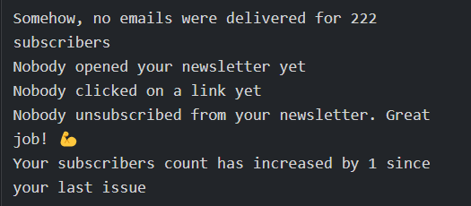 Revue claiming our newsletter sent successfully