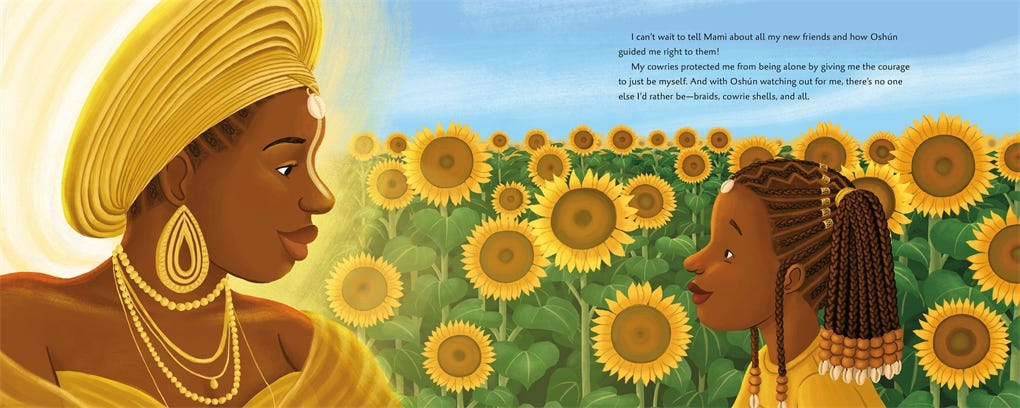 Interior book image for Oshún and Me: A Story of Love and Braids