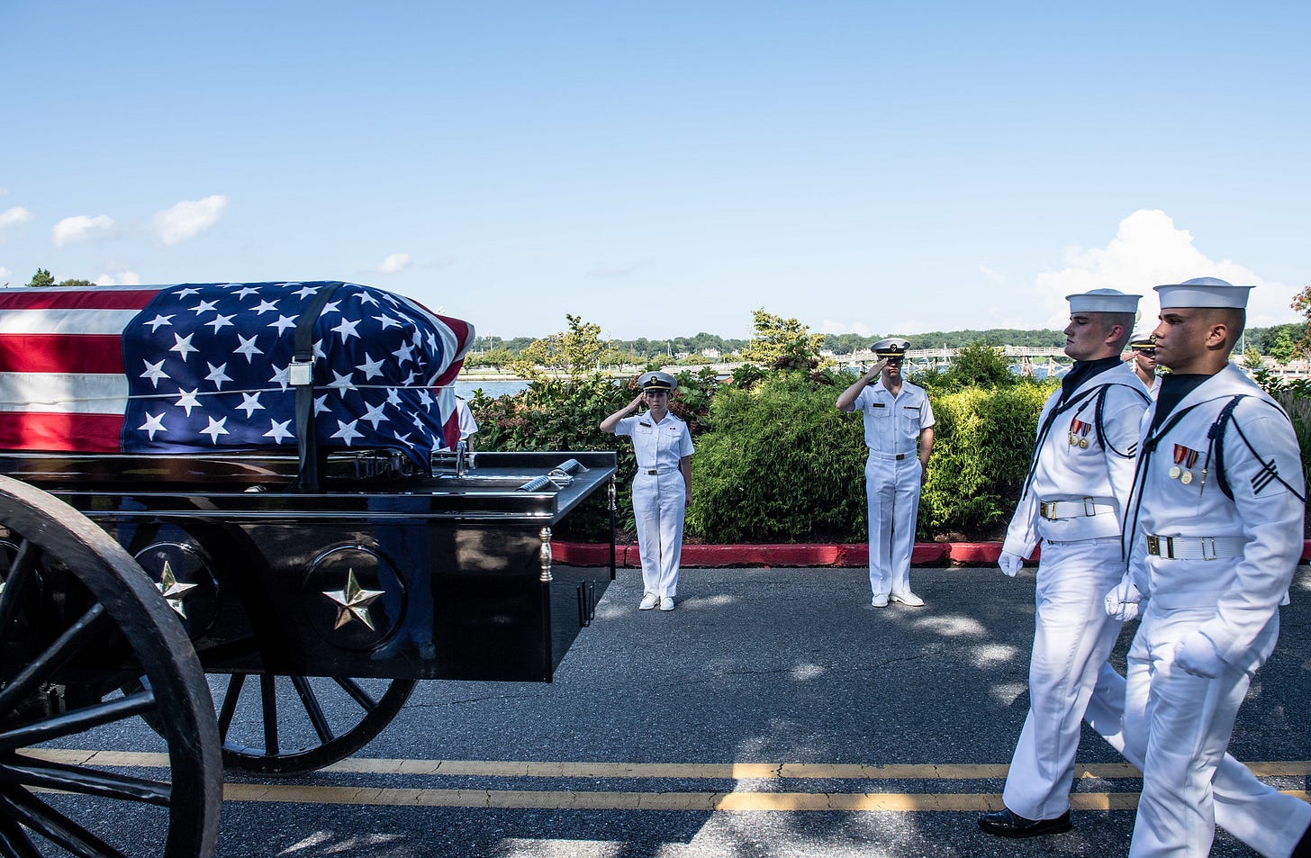 McCain's hearse; ceremonial funeral
